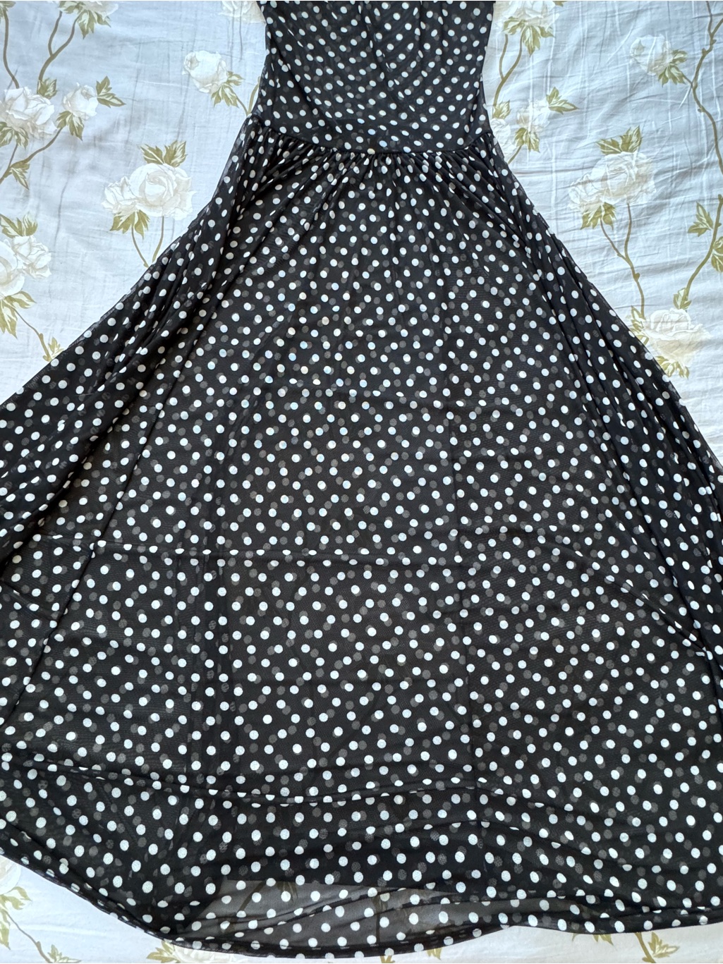Alora Eden Black Polka Dot Sheer Mesh Long Sleeve Maxi Dress In Size Small — image 6 of 7